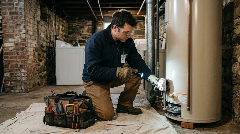 Residential gas water heater repair and diagnostic service in Jamaica Estates, Queens